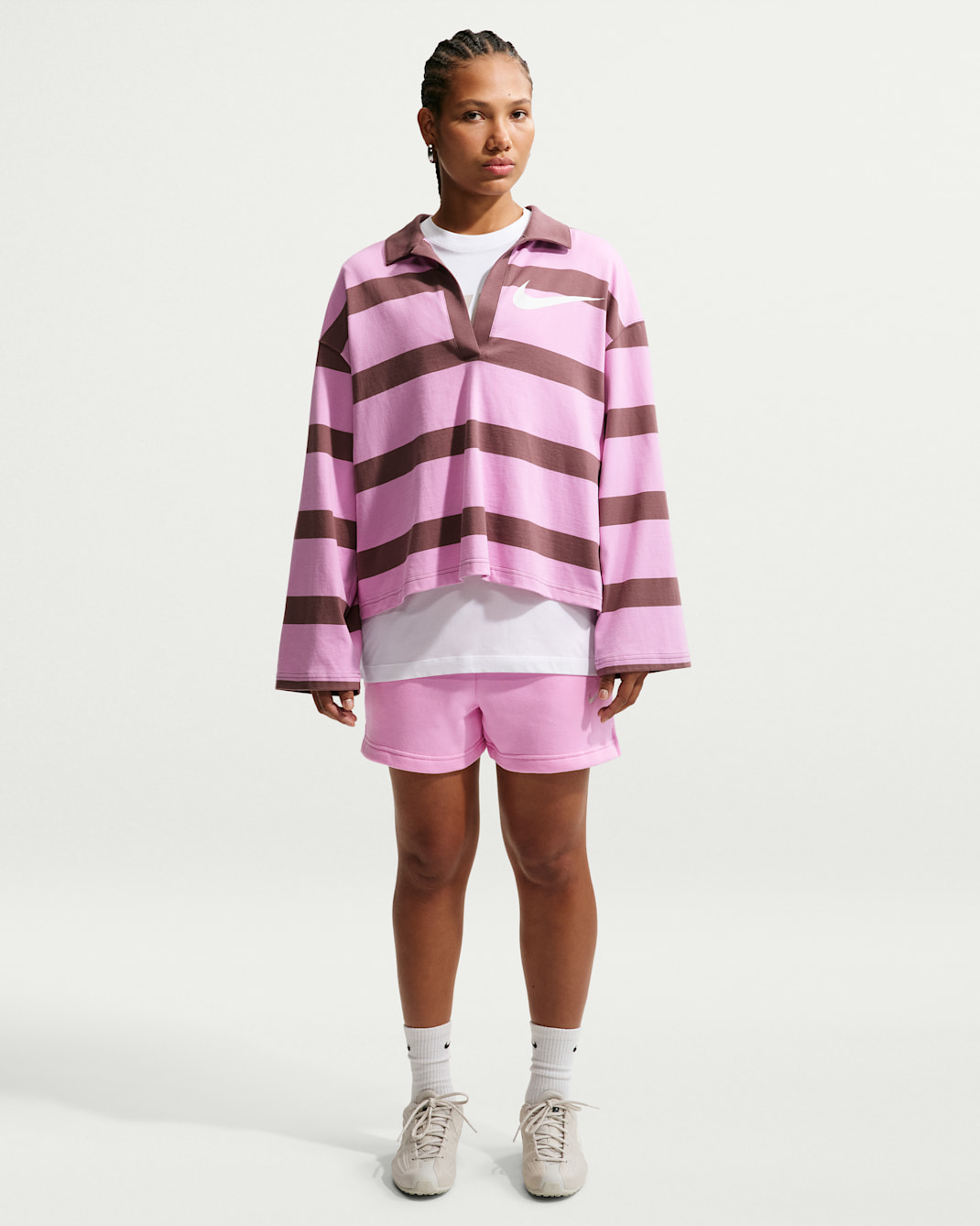 Nike Studio Fleece Medium Weight Women's Mid-Rise Shorts - Pink Rise/Sail