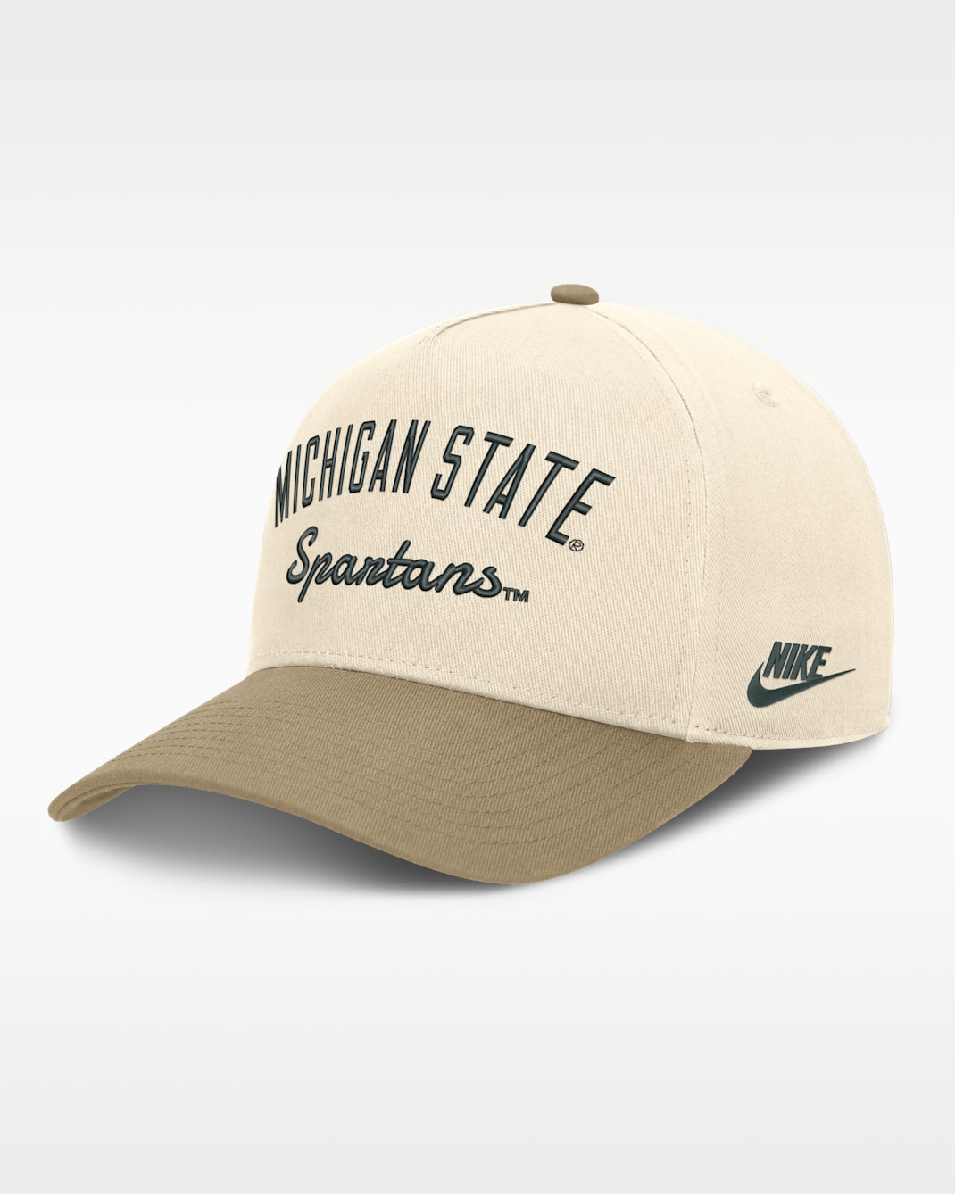 Michigan State Legacy Rise Men's Nike College A-Frame Adjustable Hat - Natural/Classic Beige