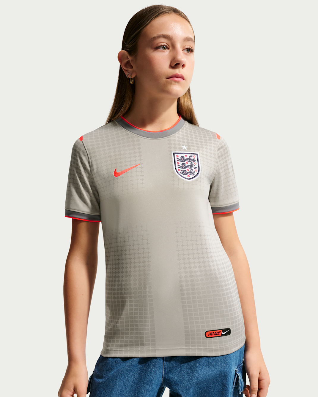 England x Palace Big Kids' Short-Sleeve Soccer Top