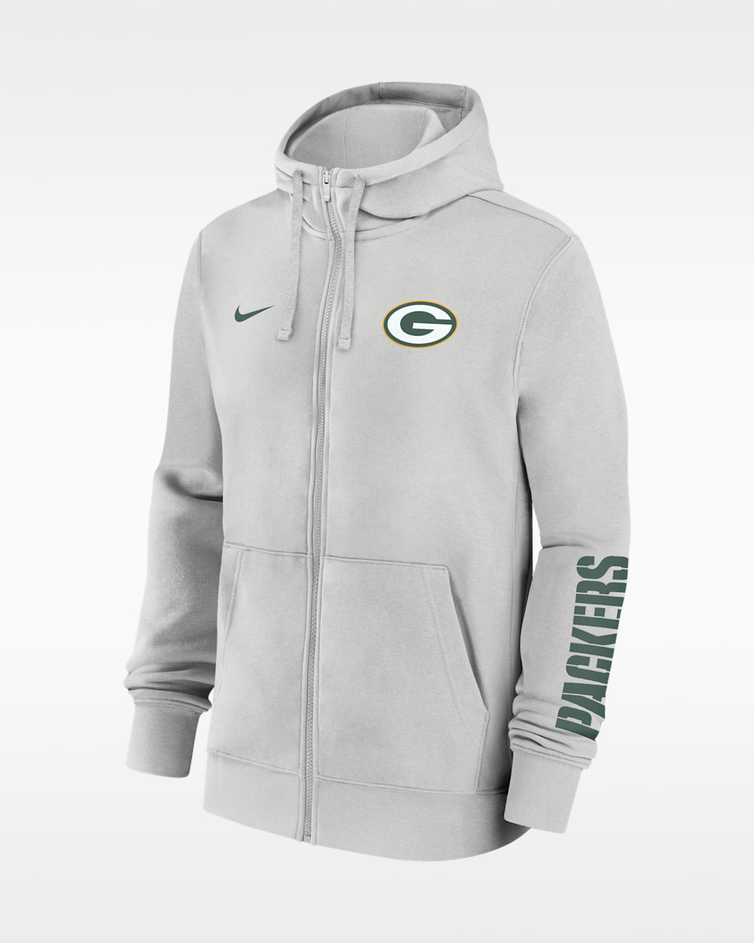 Sudadera con gorro Nike de la NFL de cierre completo para hombre Green Bay Packers Club - Gris