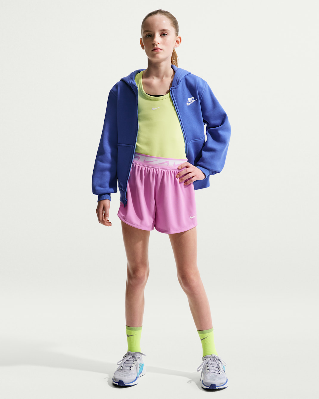 Nike Dash Big Kids' (Girls') Dri-FIT Running Shorts - Light Magenta/Pink Rise/White