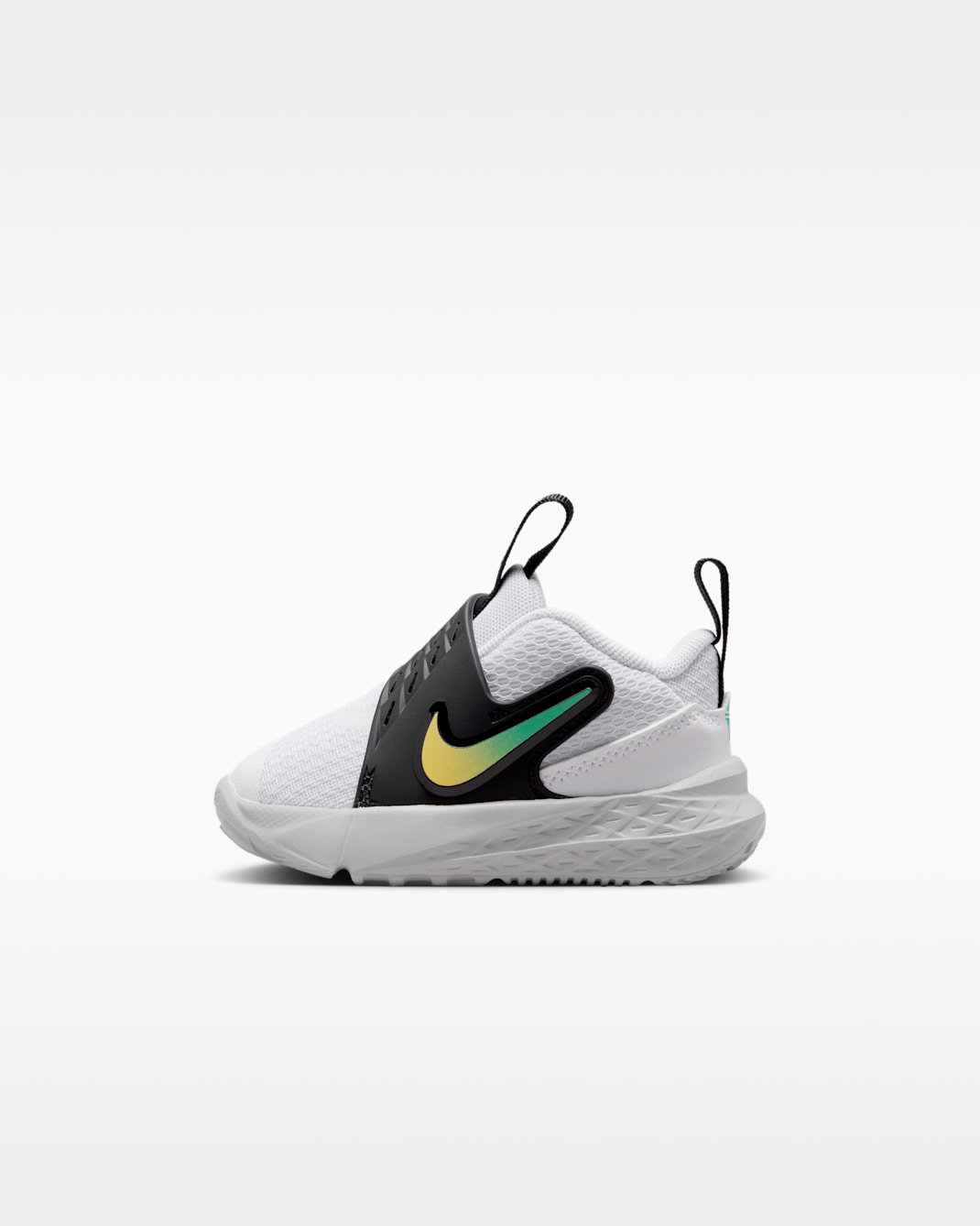 Nike Team Hustle D 12 Baby/Toddler Shoes - White/Black/Clear Emerald/Topaz Gold