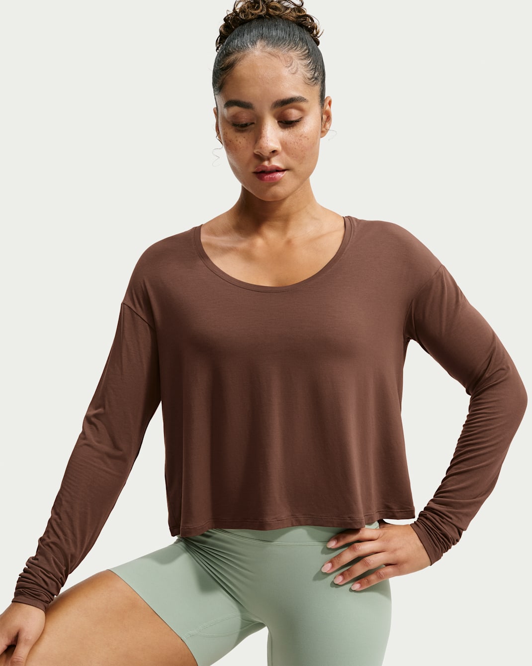 Maglia a manica lunga Dri-FIT Nike Zenvy – Donna - Cacao Wow/Bianco