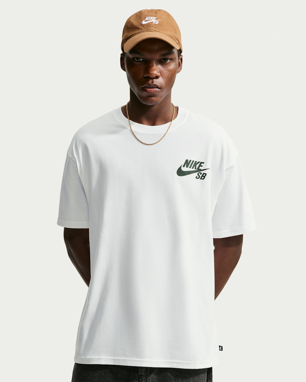 Nike SB Logo Skate T-Shirt - White/Camo Green