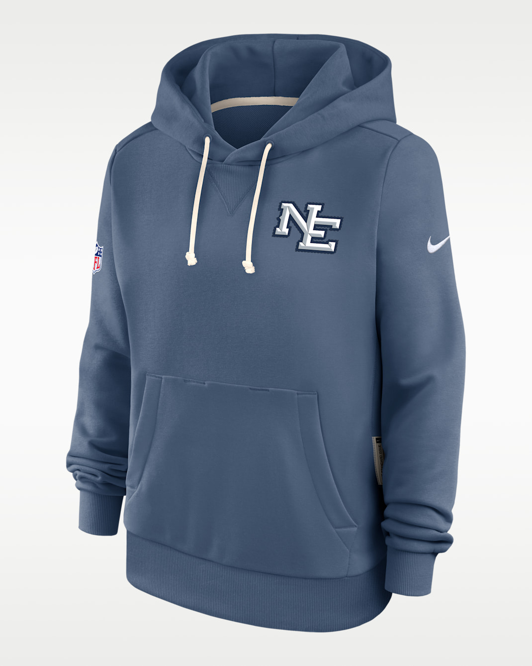 Sudadera con gorro sin cierre Nike Dri-FIT de la NFL para mujer New England Patriots Rivalries Collection Sideline - Mezclilla