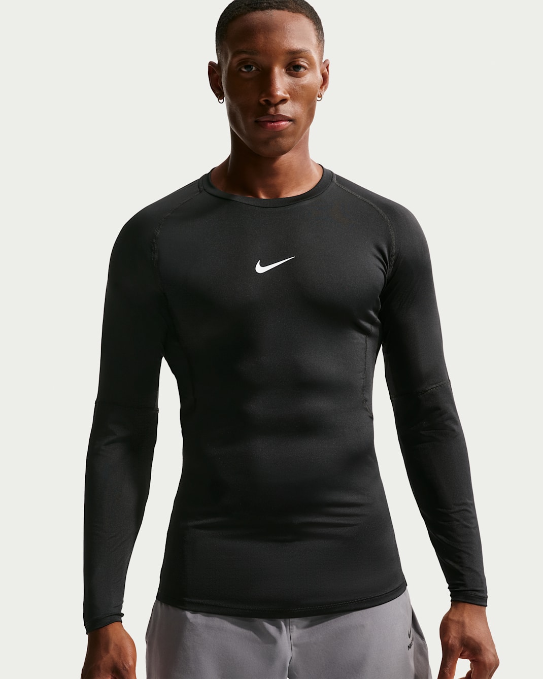 Haut de fitness ajusté à manches longues Dri-FIT Nike Pro pour homme - Noir/Blanc
