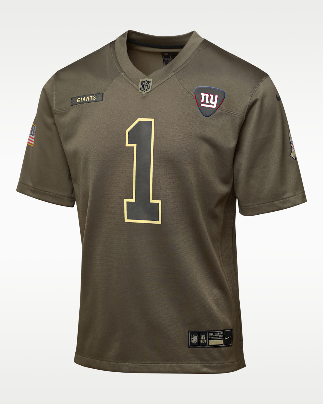 Jersey para niños talla grande Nike de la NFL Game de Malik Nabers de los New York Giants Salute to Service - Oliva
