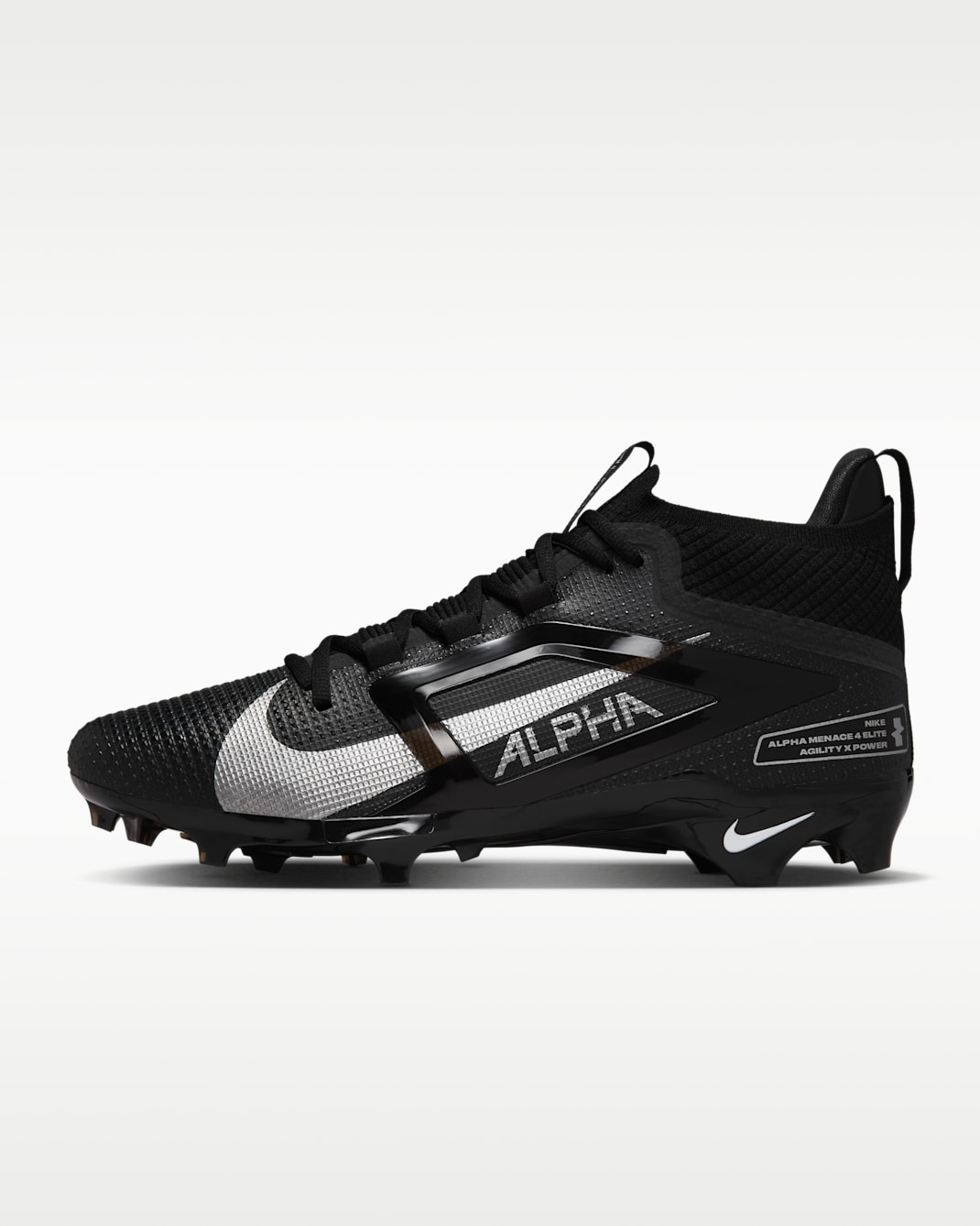 Nike Alpha Menace 4 Elite Football Cleats - Black/Metallic Silver