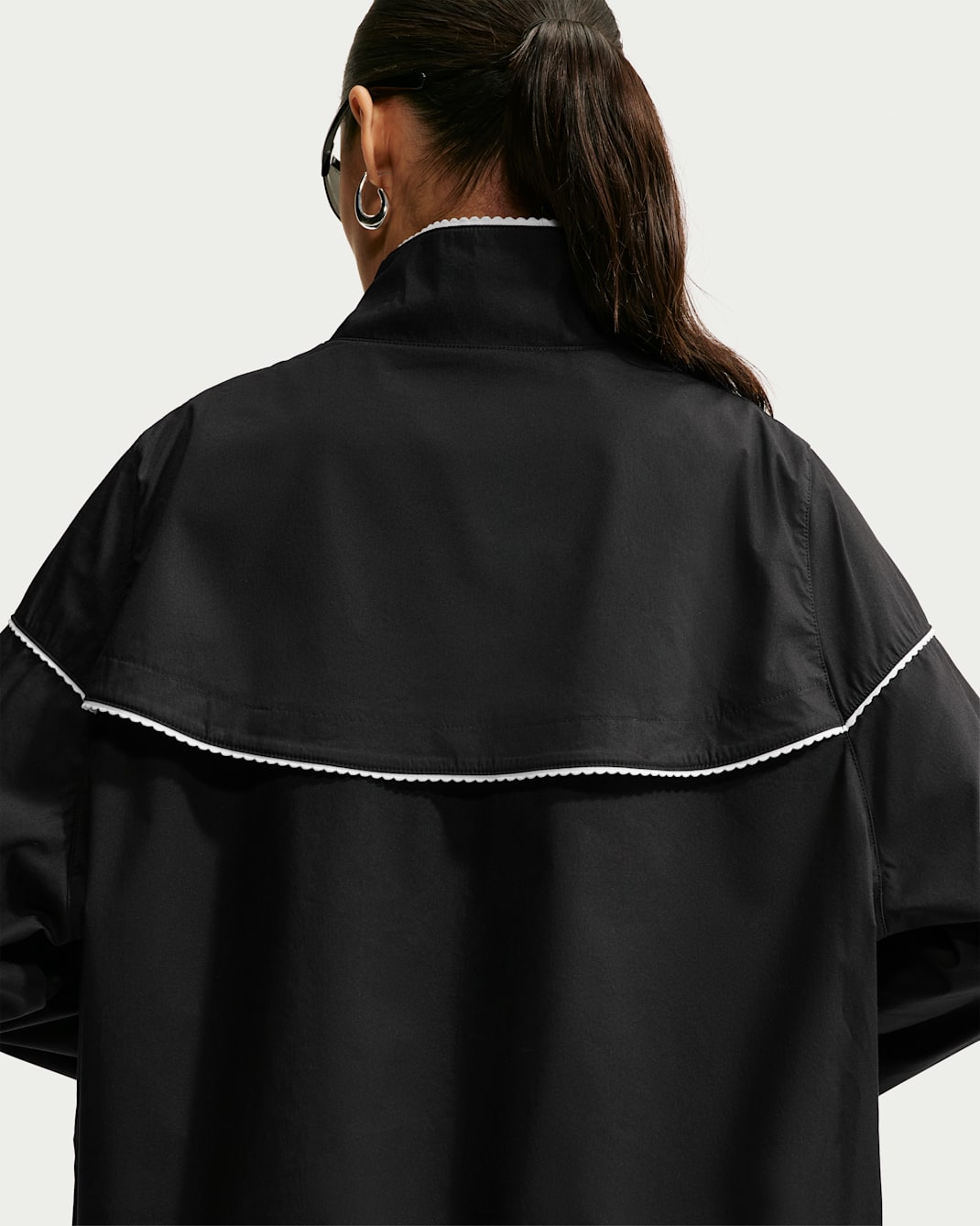 Nike Sportswear Women's Oversized Scalloped-Trim Poplin Track Jacket