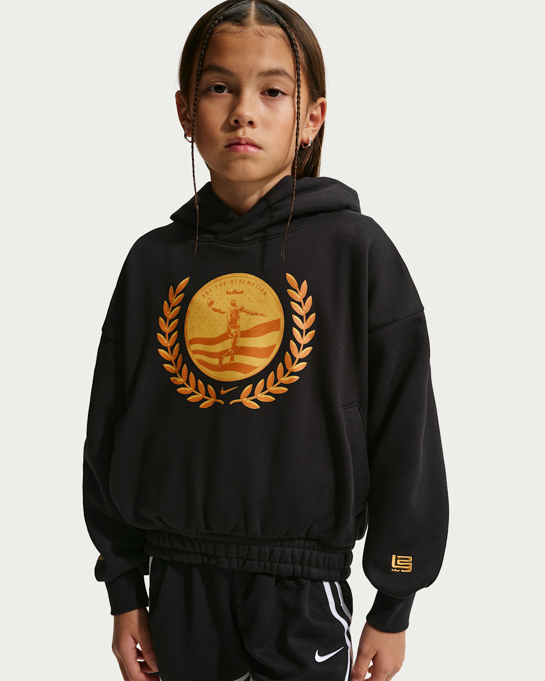 LeBron Big Kids' Basketball Hoodie - Black/Solar Flare