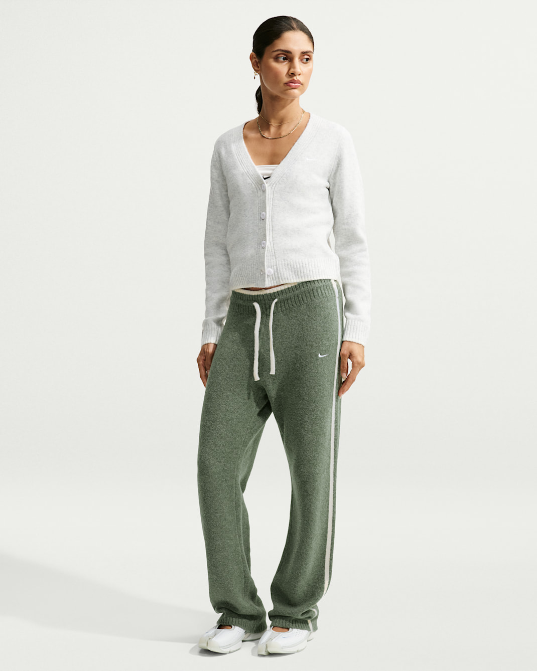 Nike Sportswear Chill Knit Women's Mid-Rise Pants - Camo Green/Heather/White/White