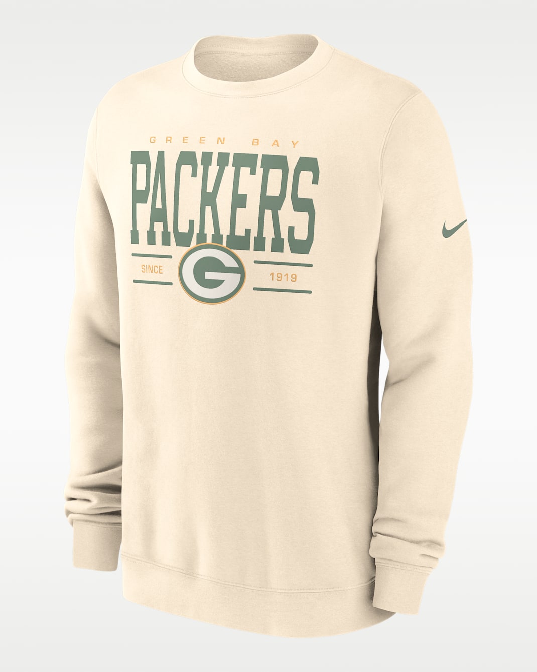 Green Bay Packers Club Men's Nike NFL Pullover Crew - Natural