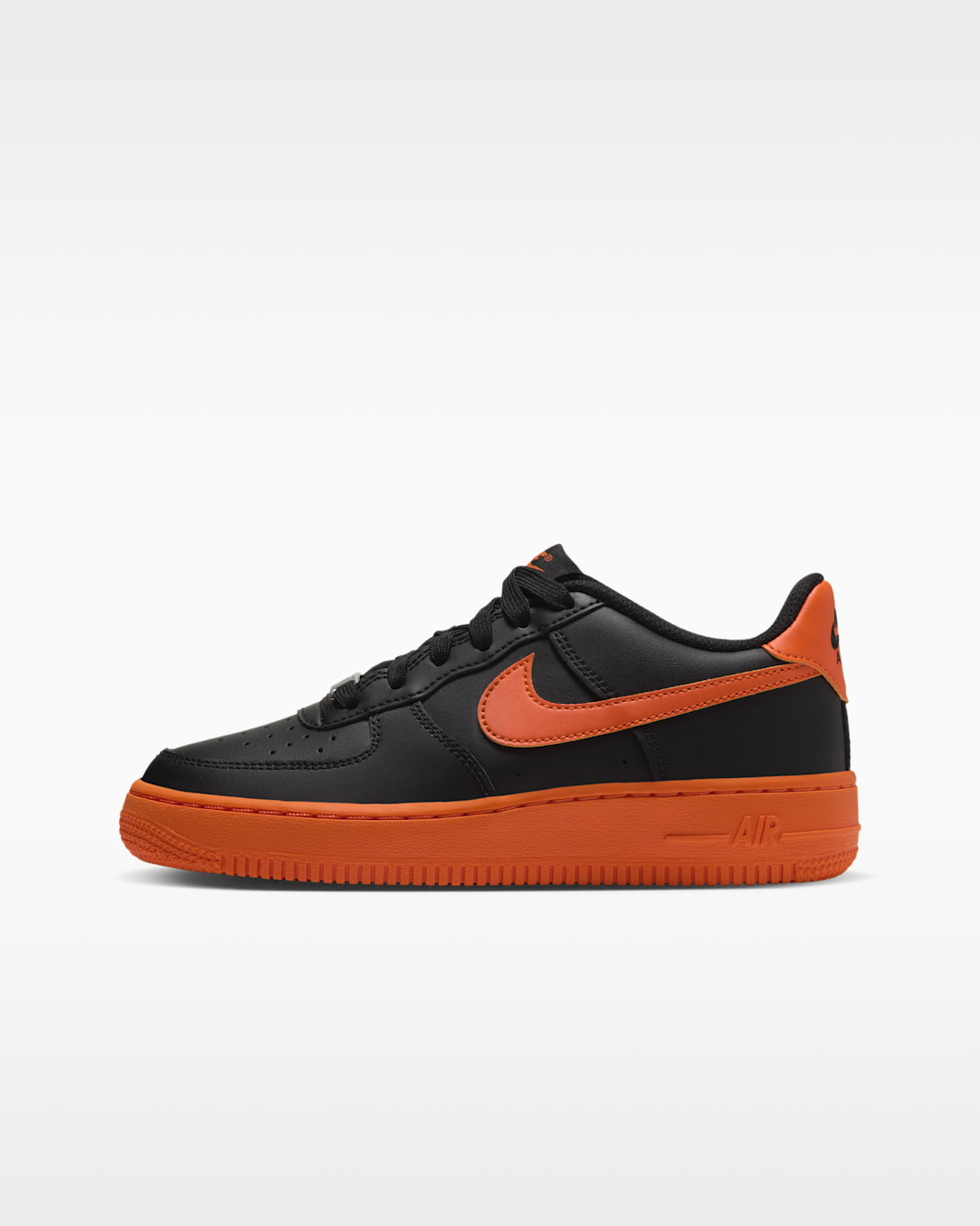 Nike Air Force 1 Big Kids' Shoes - Black/Safety Orange