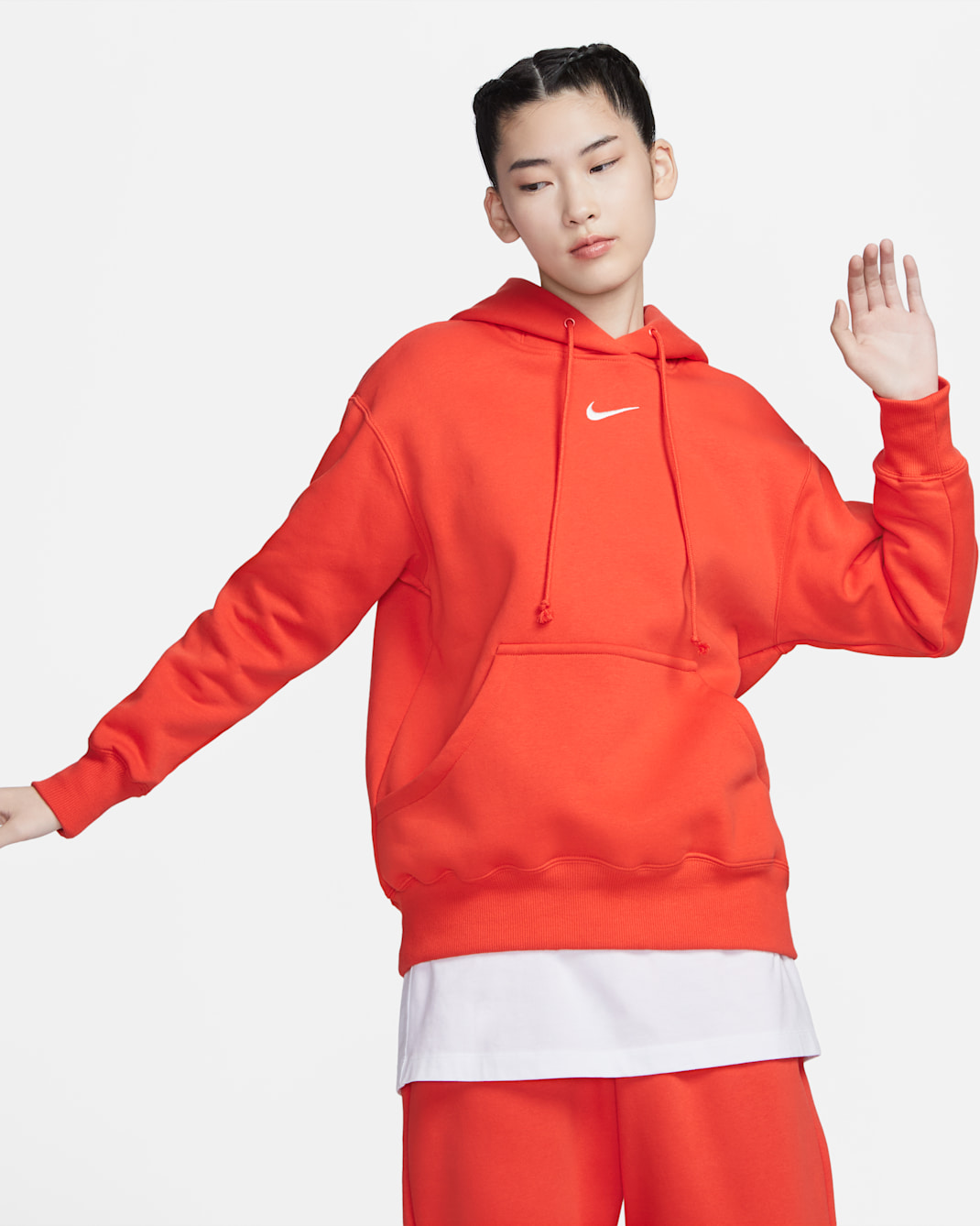 Nike Sportswear Phoenix Fleece Women's Oversized Pullover Hoodie - Picante Red/Sail