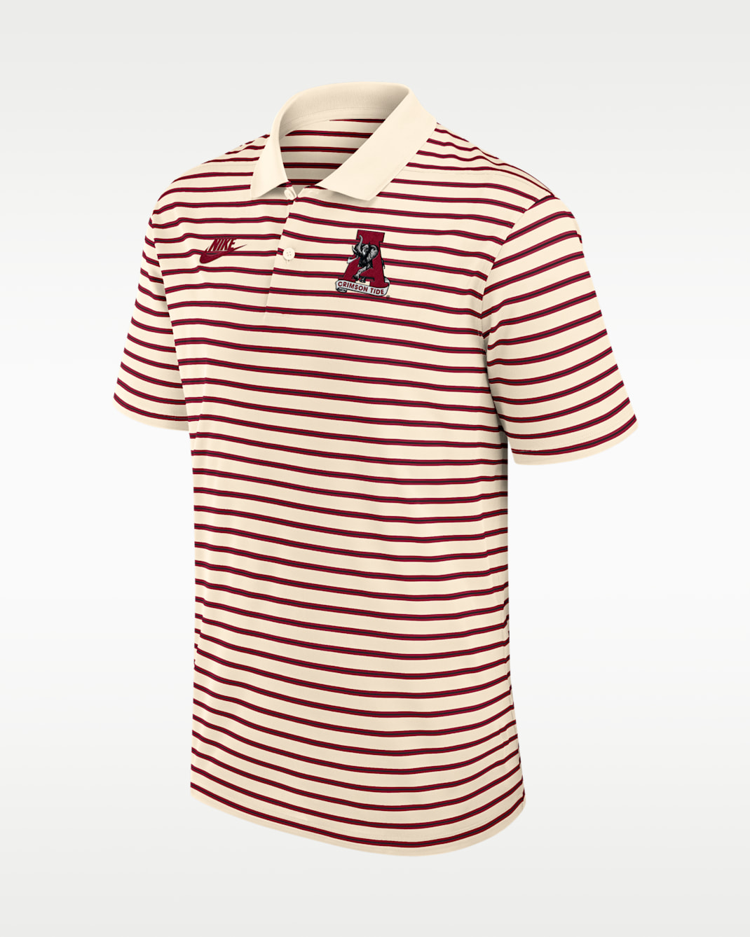 Alabama Legacy Striped Men's Nike Dri-FIT College Polo - Natural/Crimson