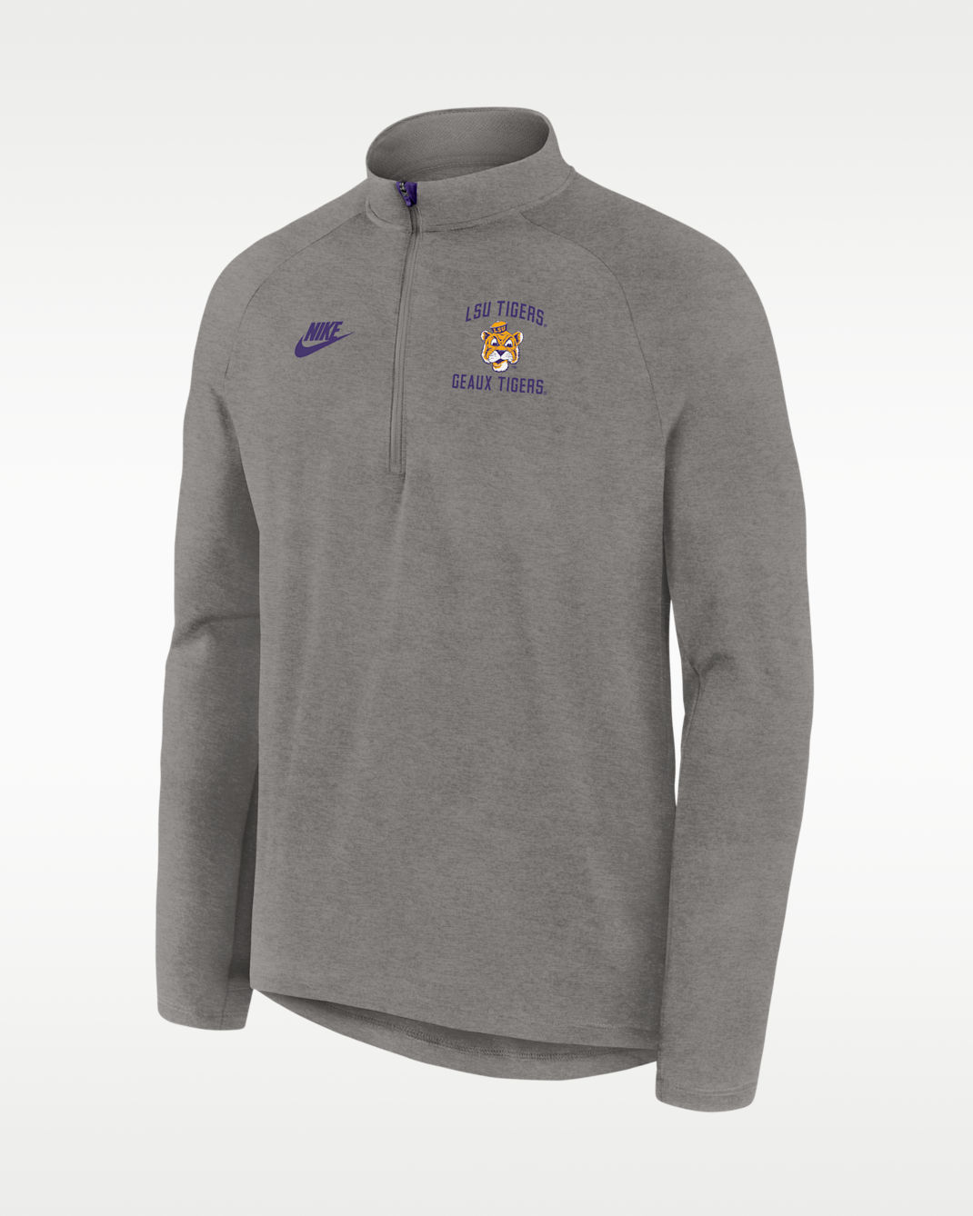 LSU Legacy Men's Nike Dri-FIT College Half-Zip Top - Grey Heather