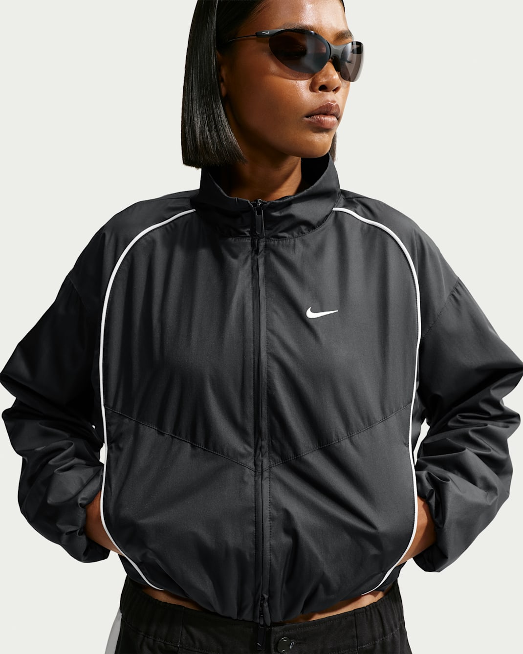 Veste de survêtement ample Nike Sportswear pour femme - Noir/Blanc/Blanc
