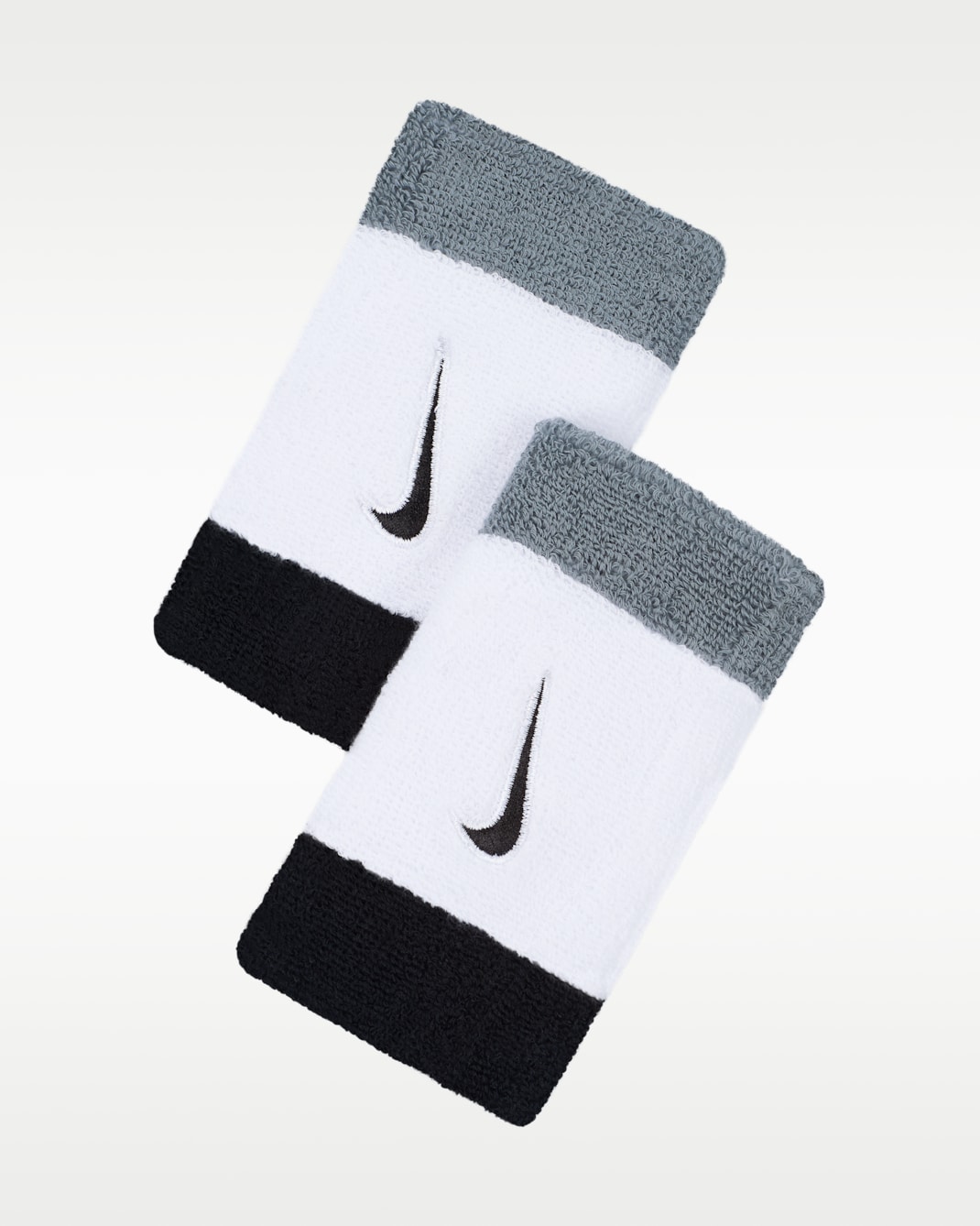 나이키 스우시 더블와이드 리스트밴드 2.0(2팩) - 화이트/쿨 그레이/블랙