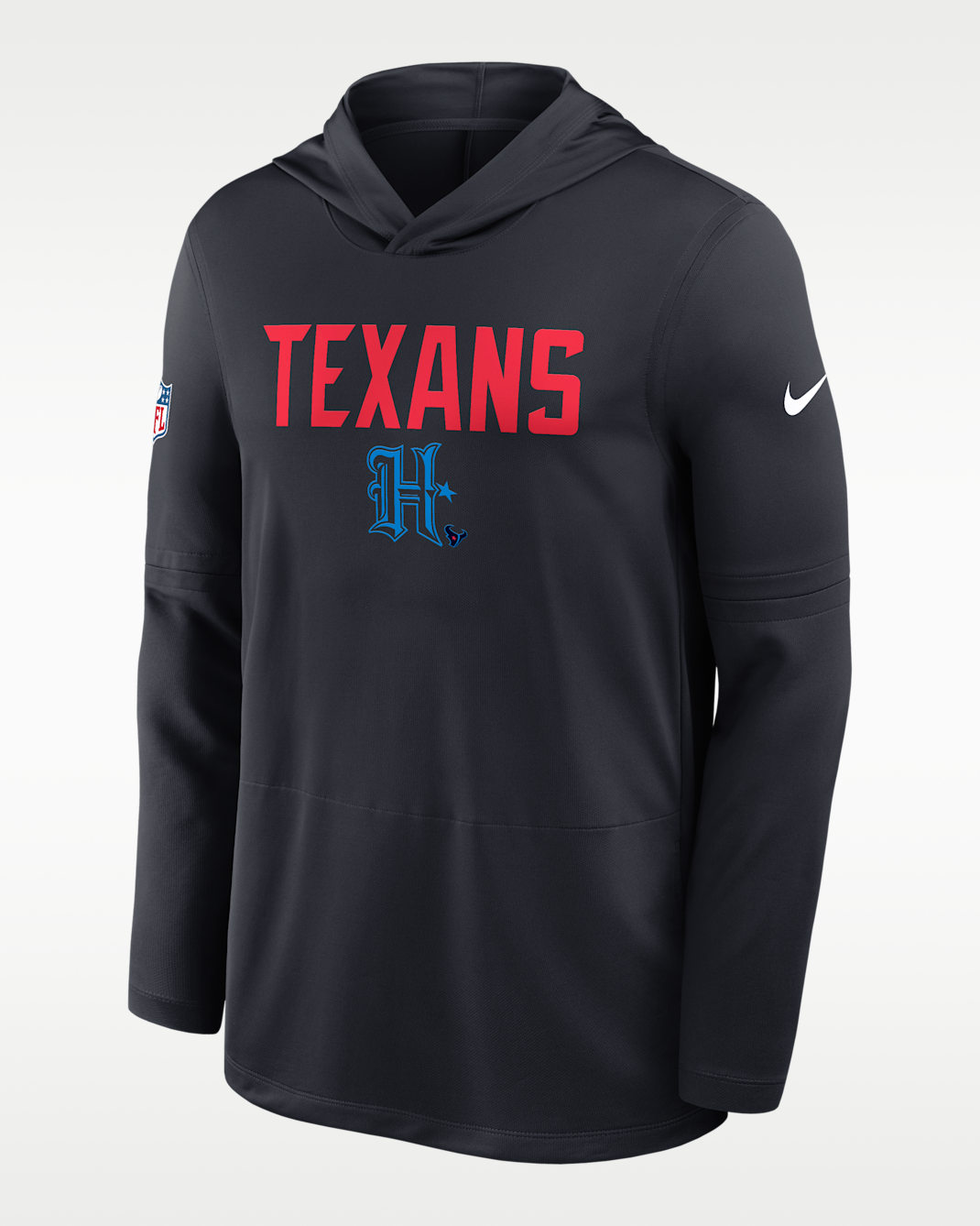 Houston Texans Pass Accuracy Men's Nike Dri-FIT NFL Long-Sleeve Hooded Top - Blue
