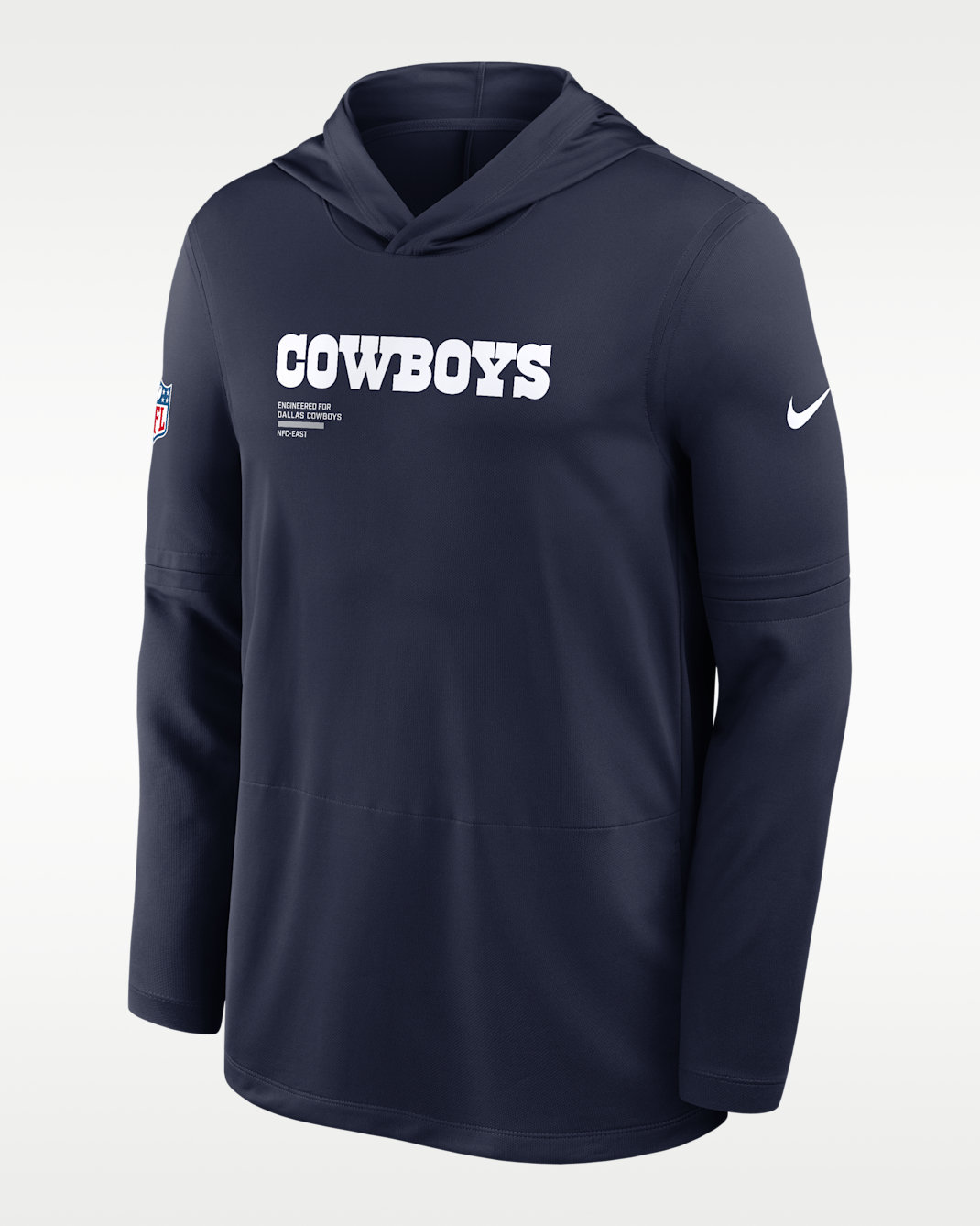 Dallas Cowboys Pure Fury Sideline Men's Nike Dri-FIT NFL Long-Sleeve Hooded Top - Navy