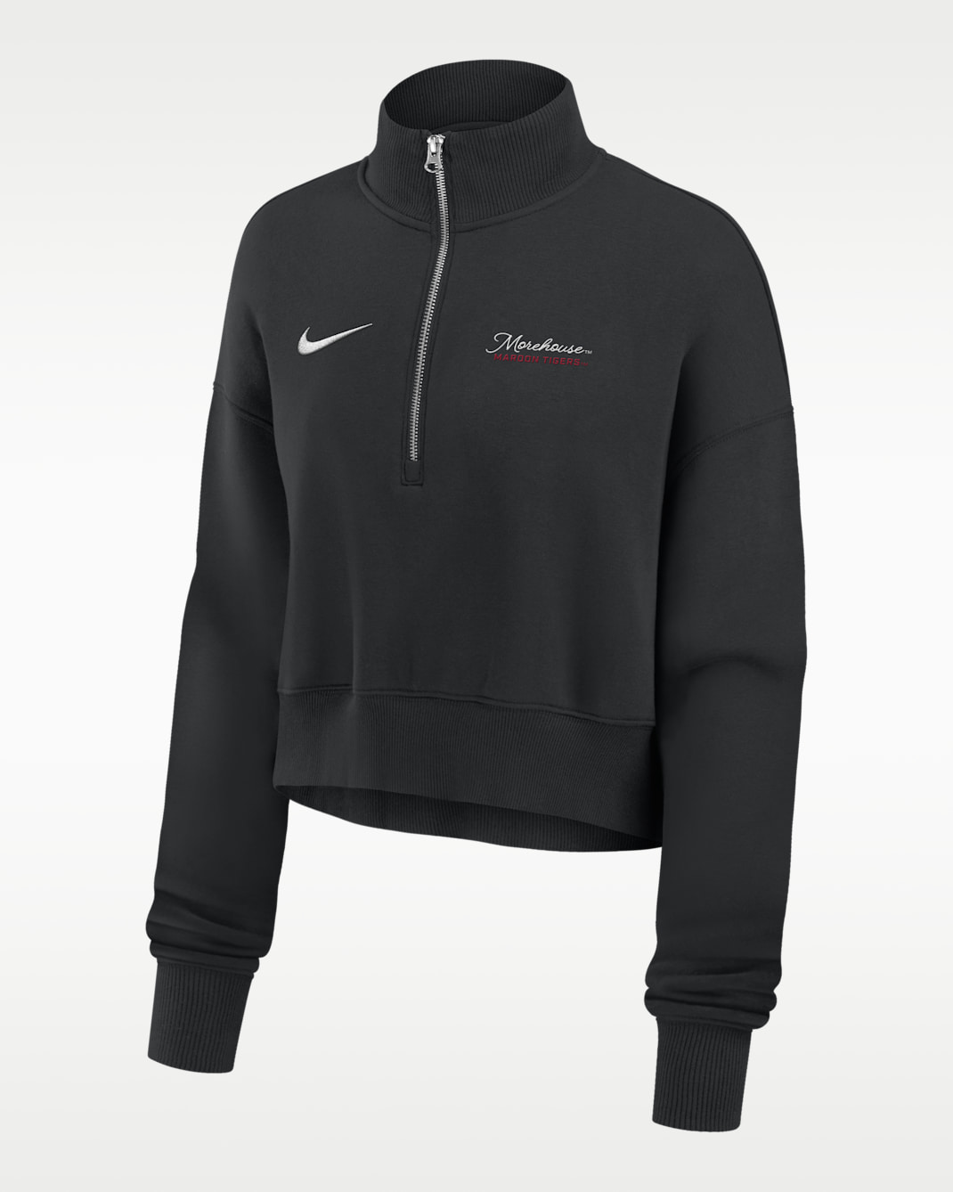 Nike College Phoenix Fleece (Morehouse College) Women's Cropped 1/4-Zip Pullover - Black