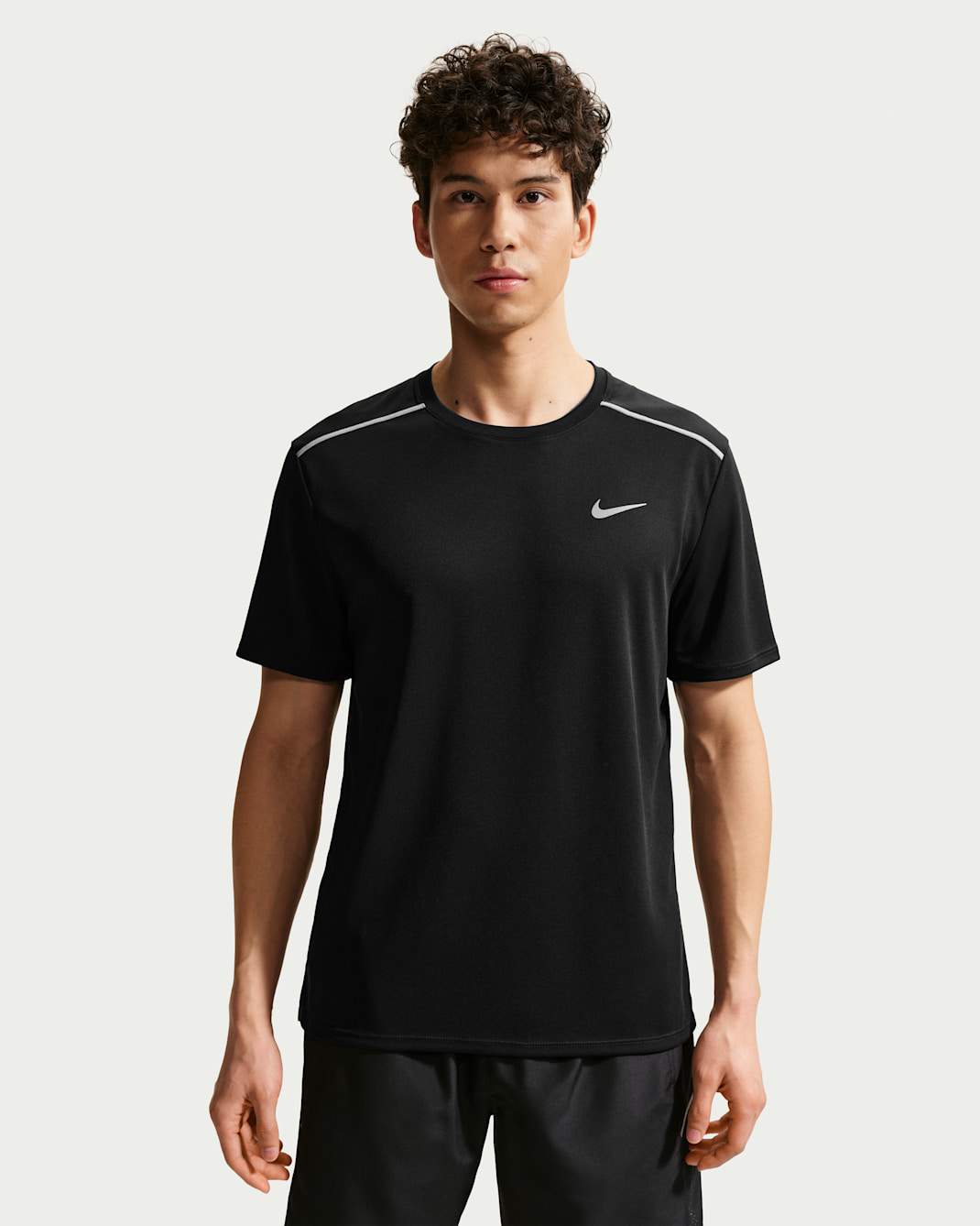 Nike Miler Men's Dri-FIT UV Protection Short-Sleeve Running Top - Black/Black