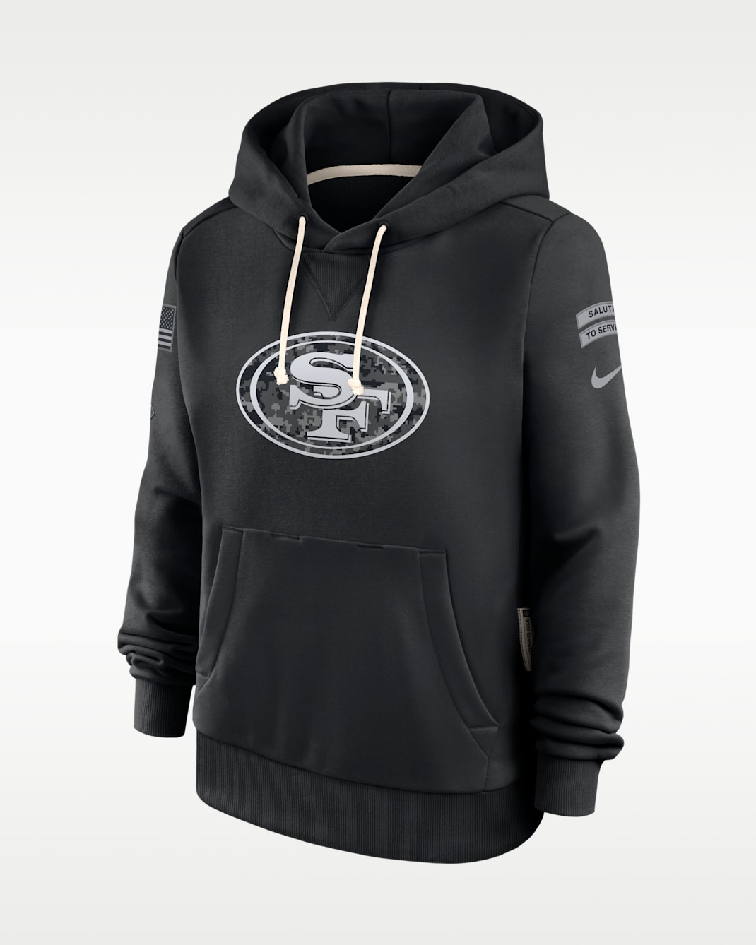 San Francisco 49ers Salute to Service Sideline Women's Nike Dri-FIT NFL Pullover Hoodie - Black