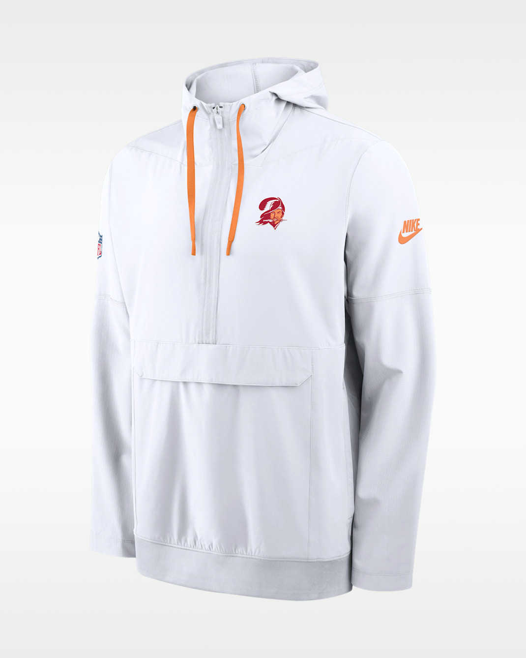 Chamarra Nike de la NFL de medio cierre con gorro para hombre Tampa Bay Buccaneers Alt Anorak - Blanco