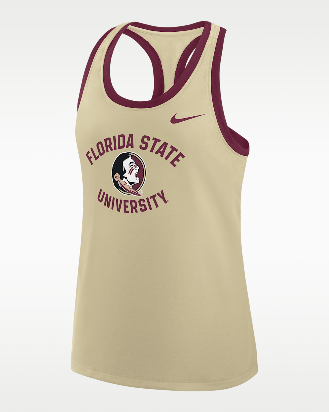 Camiseta de tirantes universitaria Nike con espalda deportiva para mujer Florida State Uni Name - Oro