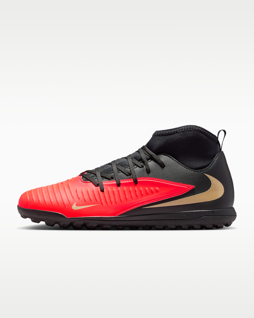 Tacos de fútbol para pasto sintético (turf) Nike Phantom 6 High Club - Carmesí brillante/Negro/Difuso