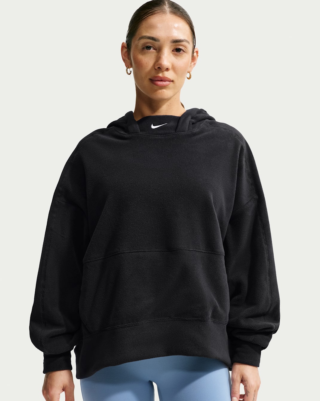 Nike One Women's Therma-FIT Oversized Pullover Hoodie - Black/White
