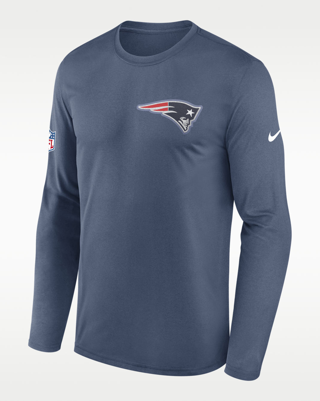 New England Patriots Rivalries Collection Sideline Legend Small Logo Men's Nike Dri-FIT NFL Long-Sleeve T-Shirt - Blue