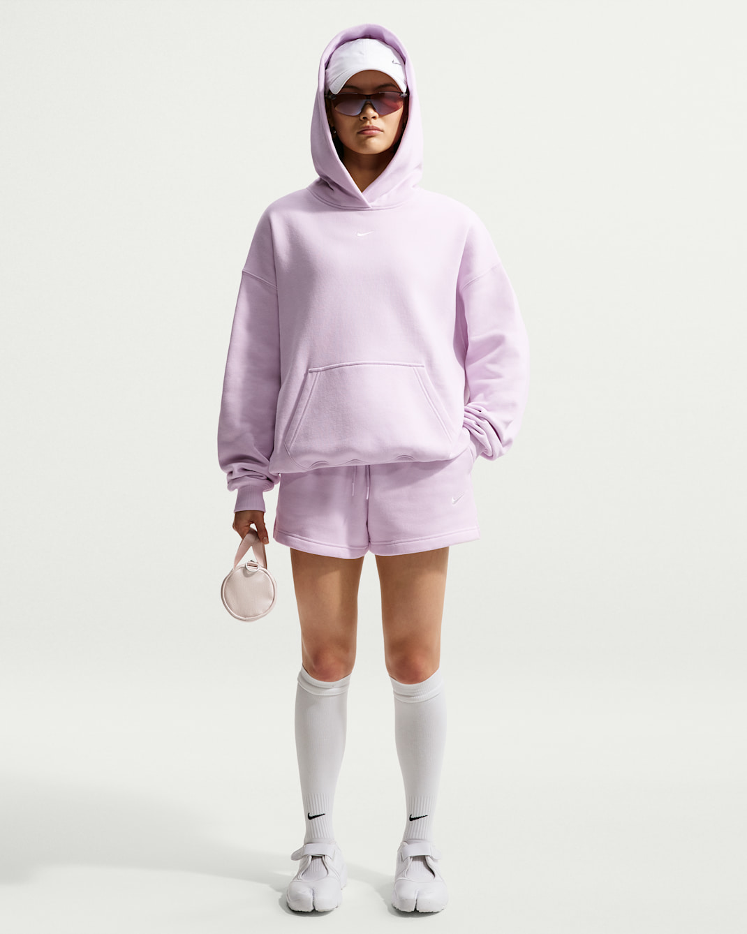 Nike Studio Fleece Medium Weight Women's Mid-Rise Shorts - Bleached Lilac/Sail