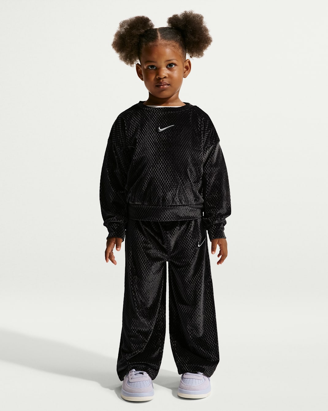 Nike Toddler Swoosh Sparkle 2-Piece Velvet Pants Set - Black