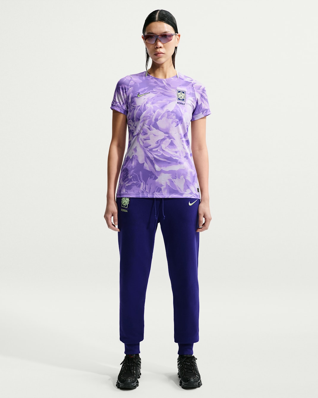 Korea Phoenix Fleece Women's Nike Soccer High-Waisted Pants - Regency Purple/Light Liquid Lime