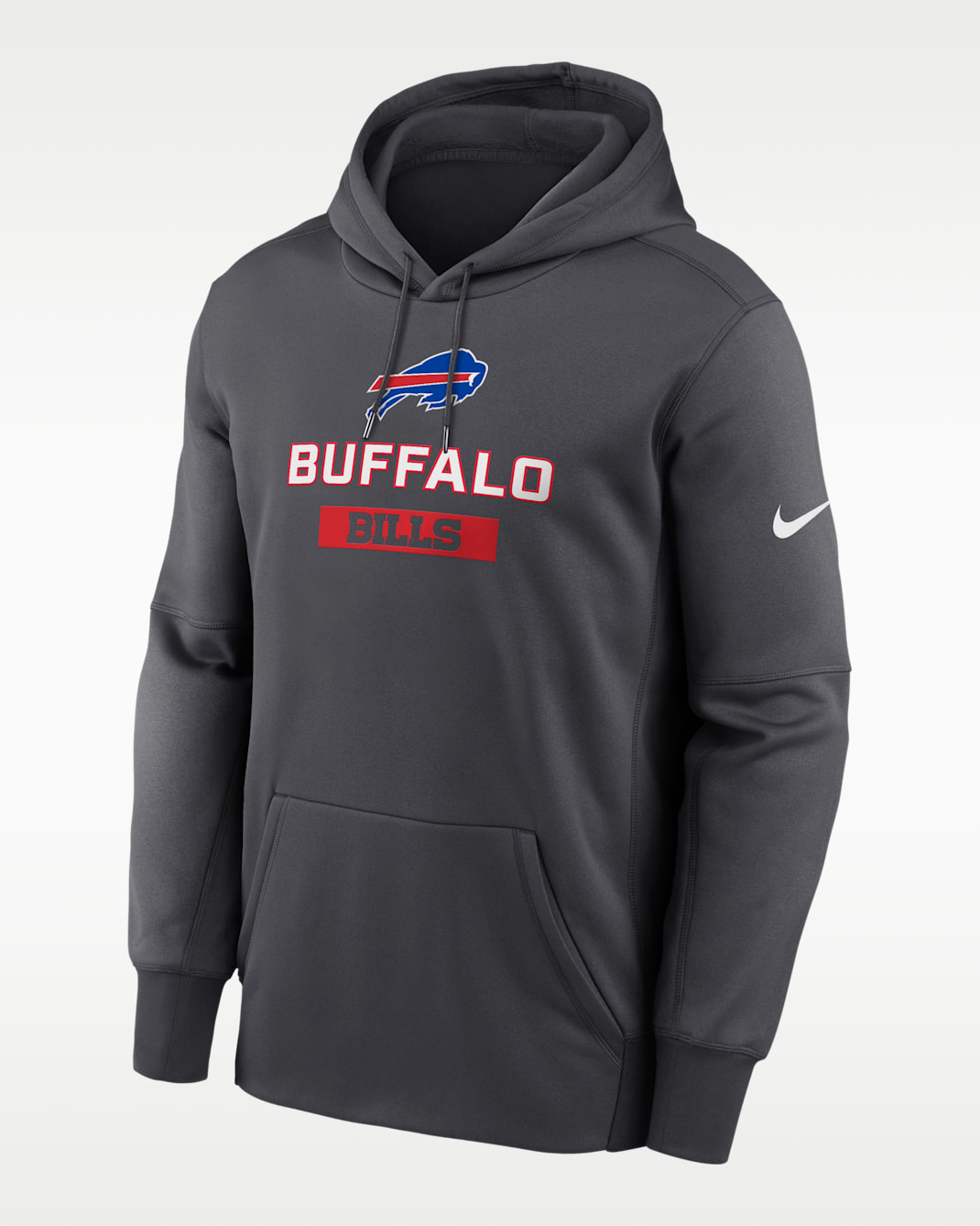 Buffalo Bills Toss Sweep Men’s Nike Therma NFL Pullover Hoodie - Anthracite