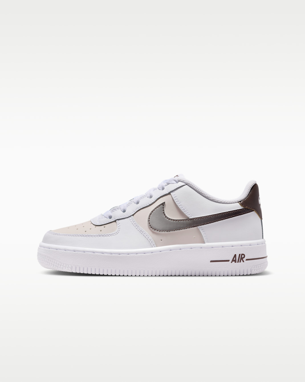 Nike Air Force 1 Older Kids' Shoes - White/Baroque Brown/Phantom/College Grey