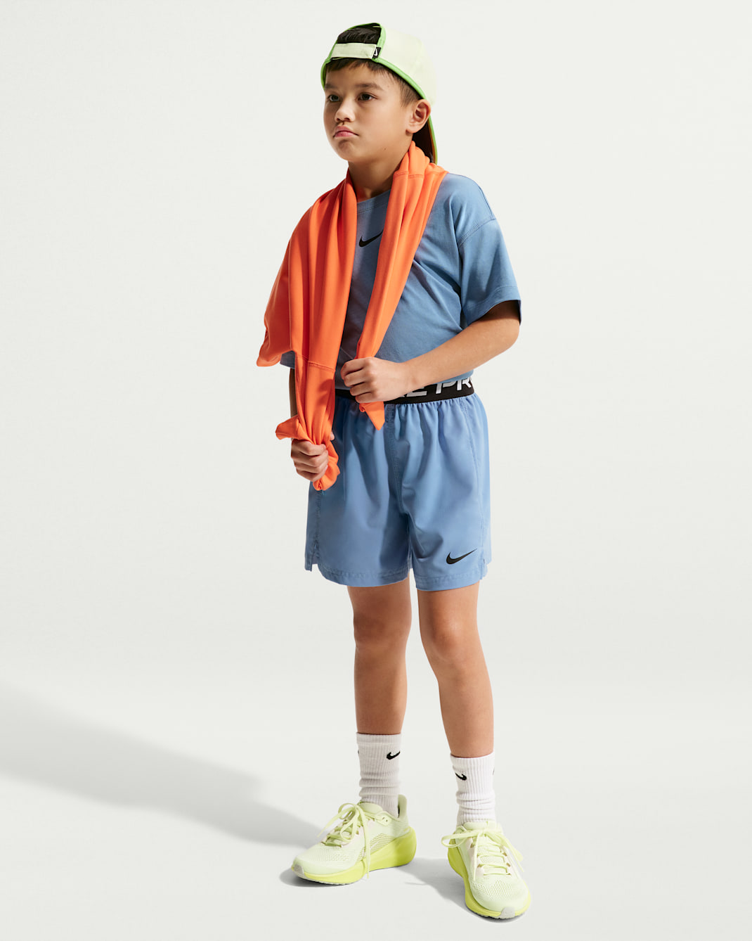 Shorts de entrenamiento Dri-FIT para niño talla grande Nike Pro - Azul de trabajo/Blanco/Negro