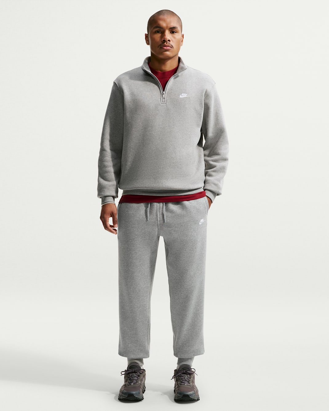 Nike Club Men's Joggers - Dark Grey Heather/Light Smoke Grey/White