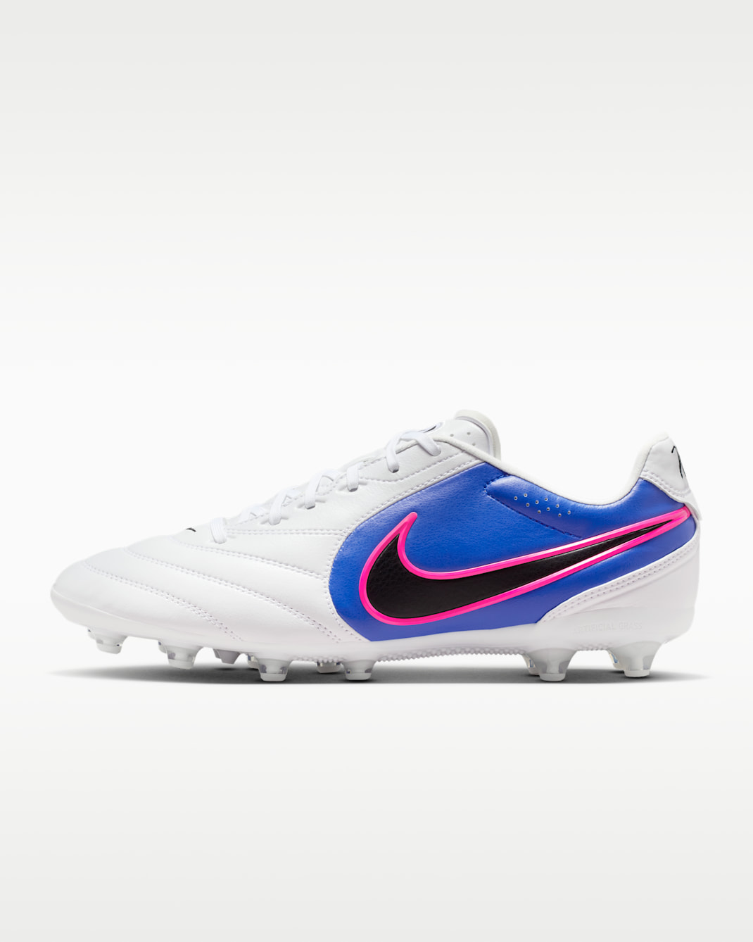Nike Tiempo Ligera Pro Artificial-Grass Low-Top Soccer Cleats - White/Racer Blue/Pink Blast/Black