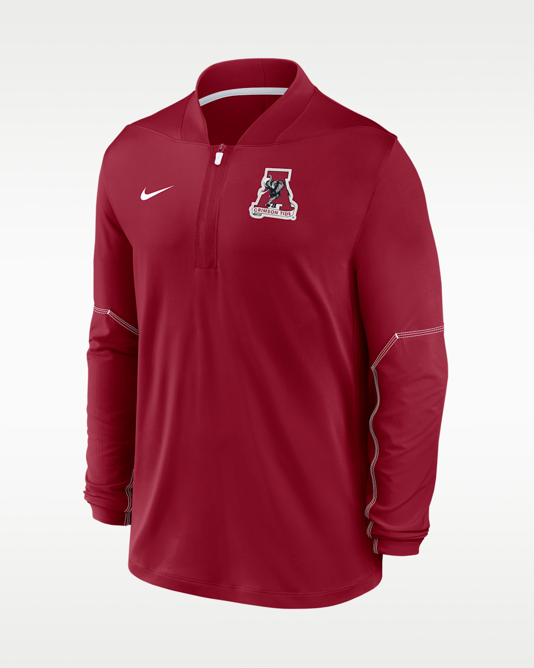 Playera universitaria Nike Dri-FIT de medio cierre para hombre Alabama Sideline - Carmesí team/Blanco