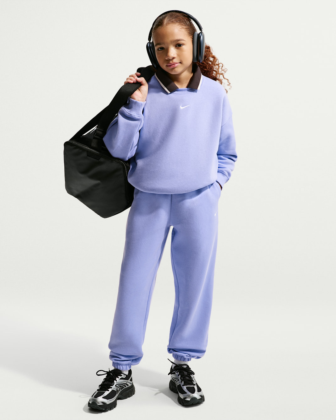 Nike Sportswear Studio Fleece Girls' Loose Pants - Light Thistle/White