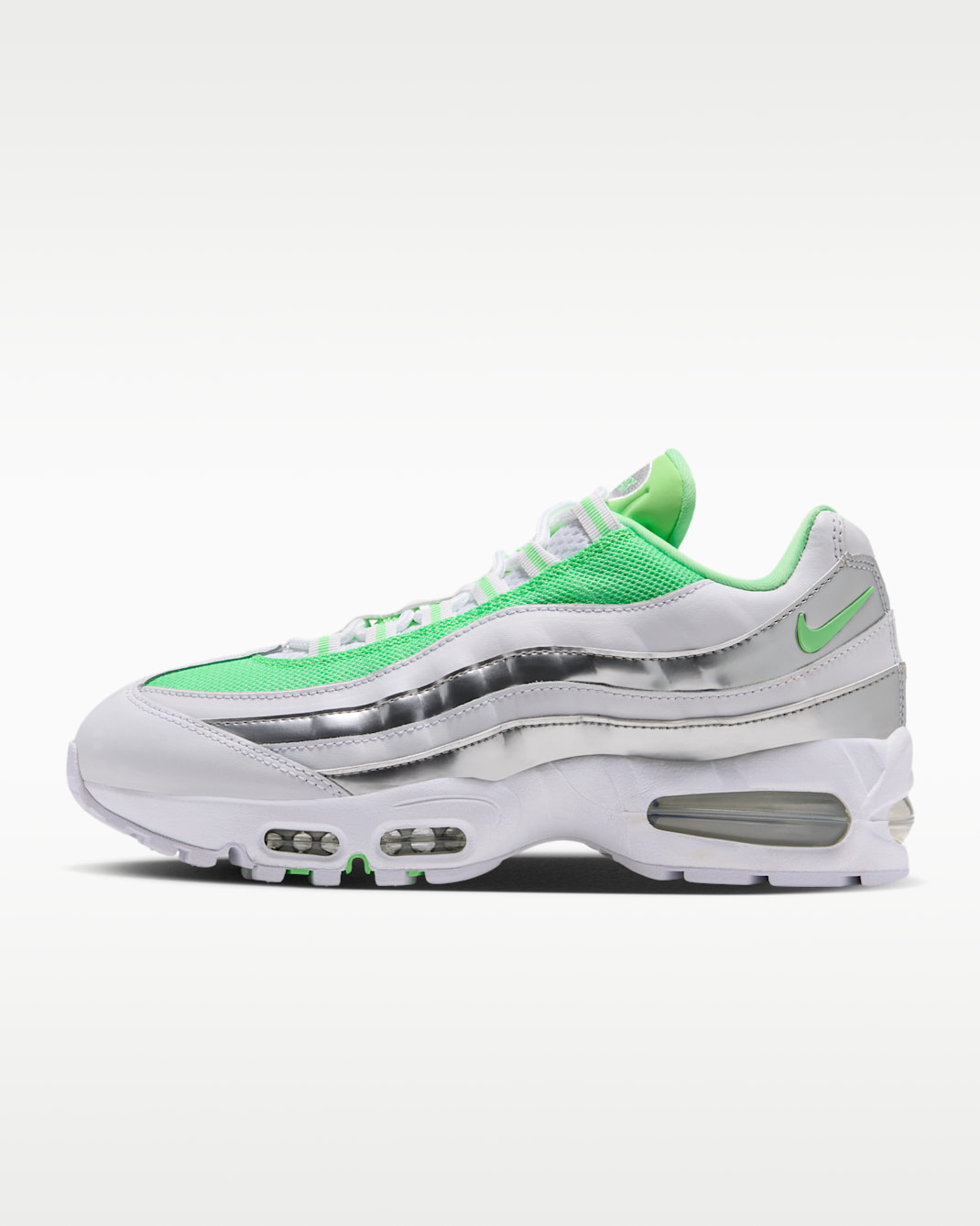 Nike Air Max 95 'Big Bubble' Women's Shoes - White/Black/Metallic Silver/Illusion Green