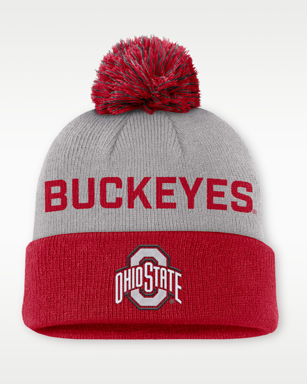 Ohio State Primetime Peak Men's Nike College Cuffed Pom Beanie - Grey