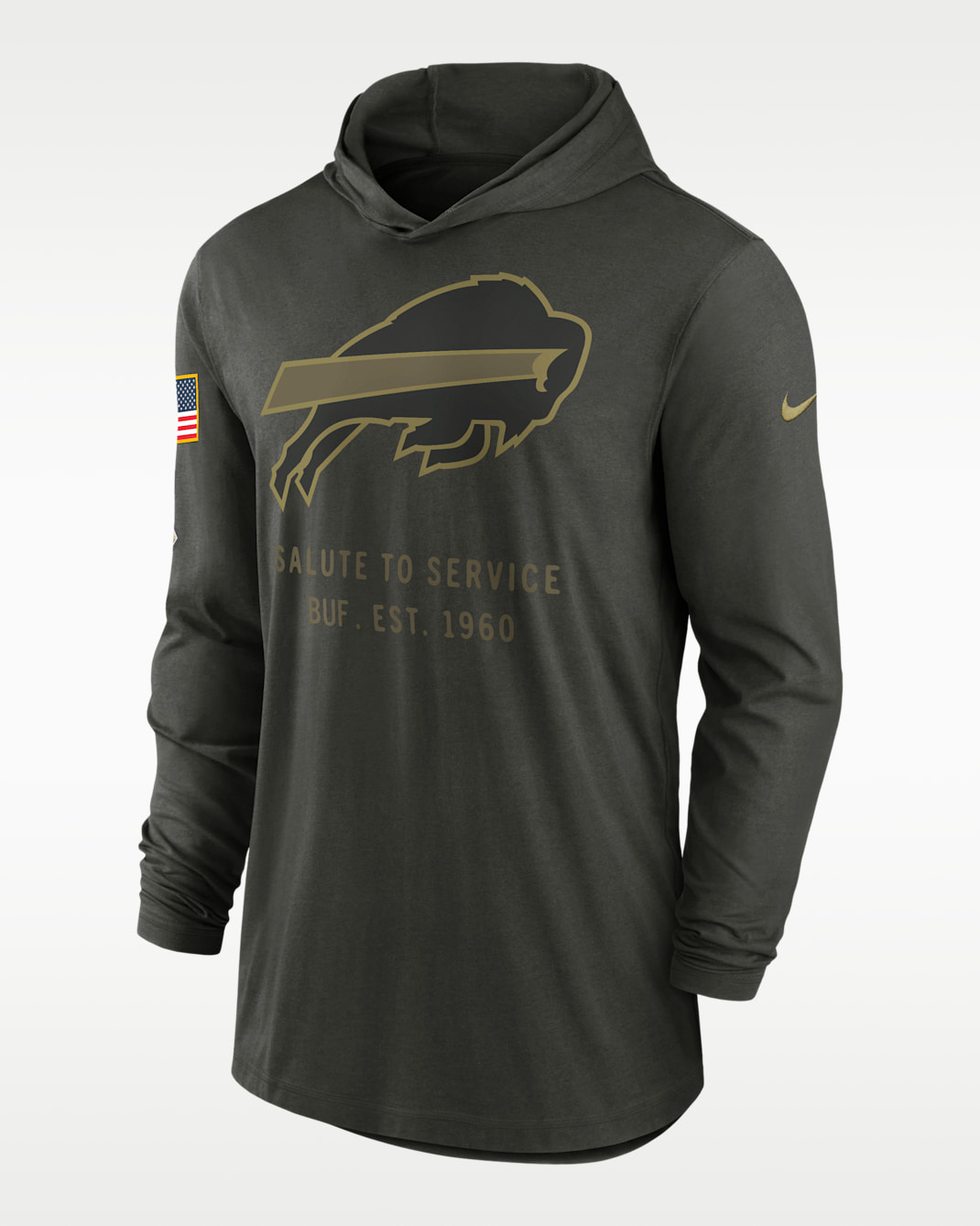 Buffalo Bills Salute to Service Sideline Men’s Nike Dri-FIT NFL Long-Sleeve Hooded Top - Sequoia