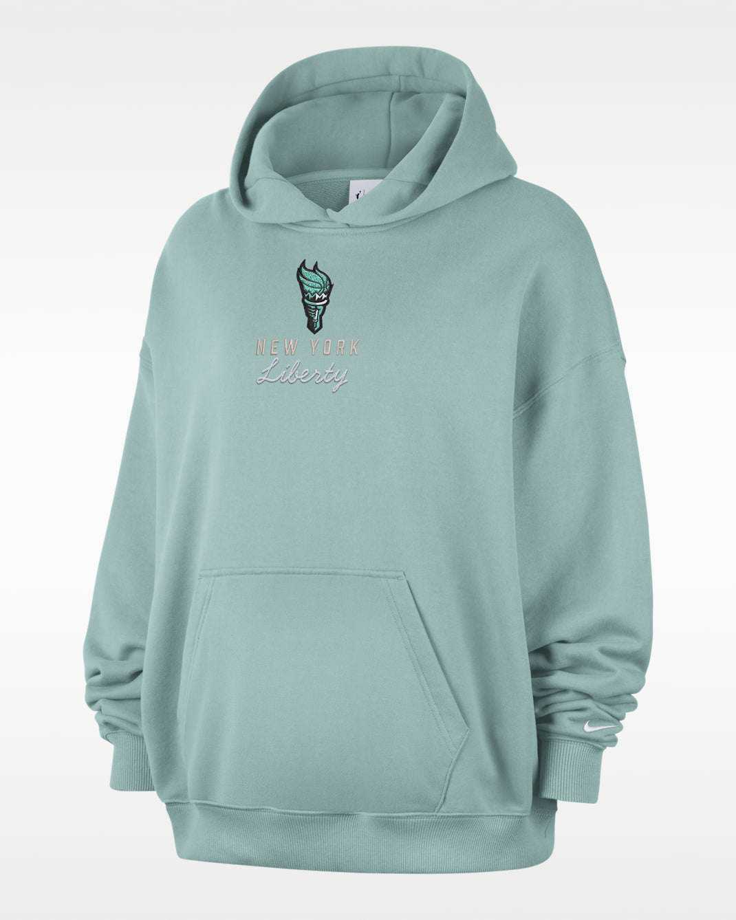 Sudadera con gorro sin cierre Nike de French Terry oversized para mujer New York Liberty - Mineral/Blanco