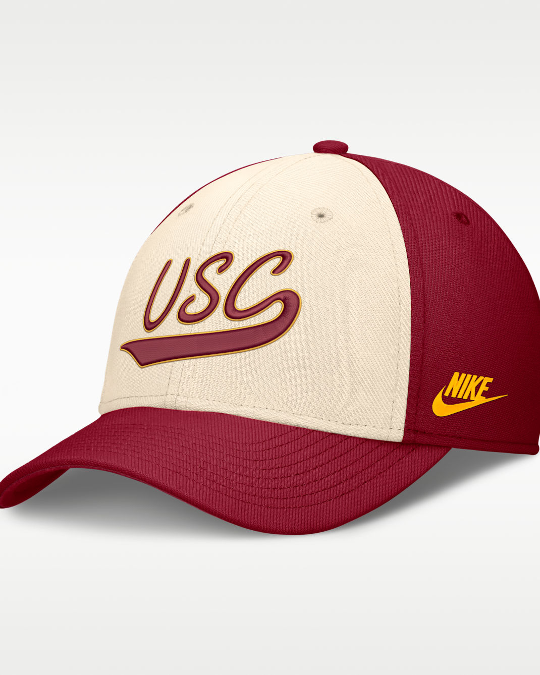 Gorra universitaria Nike Dri-FIT para hombre USC Legacy - Natural/Carmesí