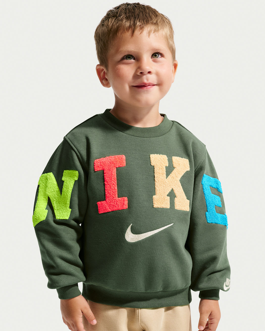 Nike Club Toddler Chenille Fleece Crew - Camo Green