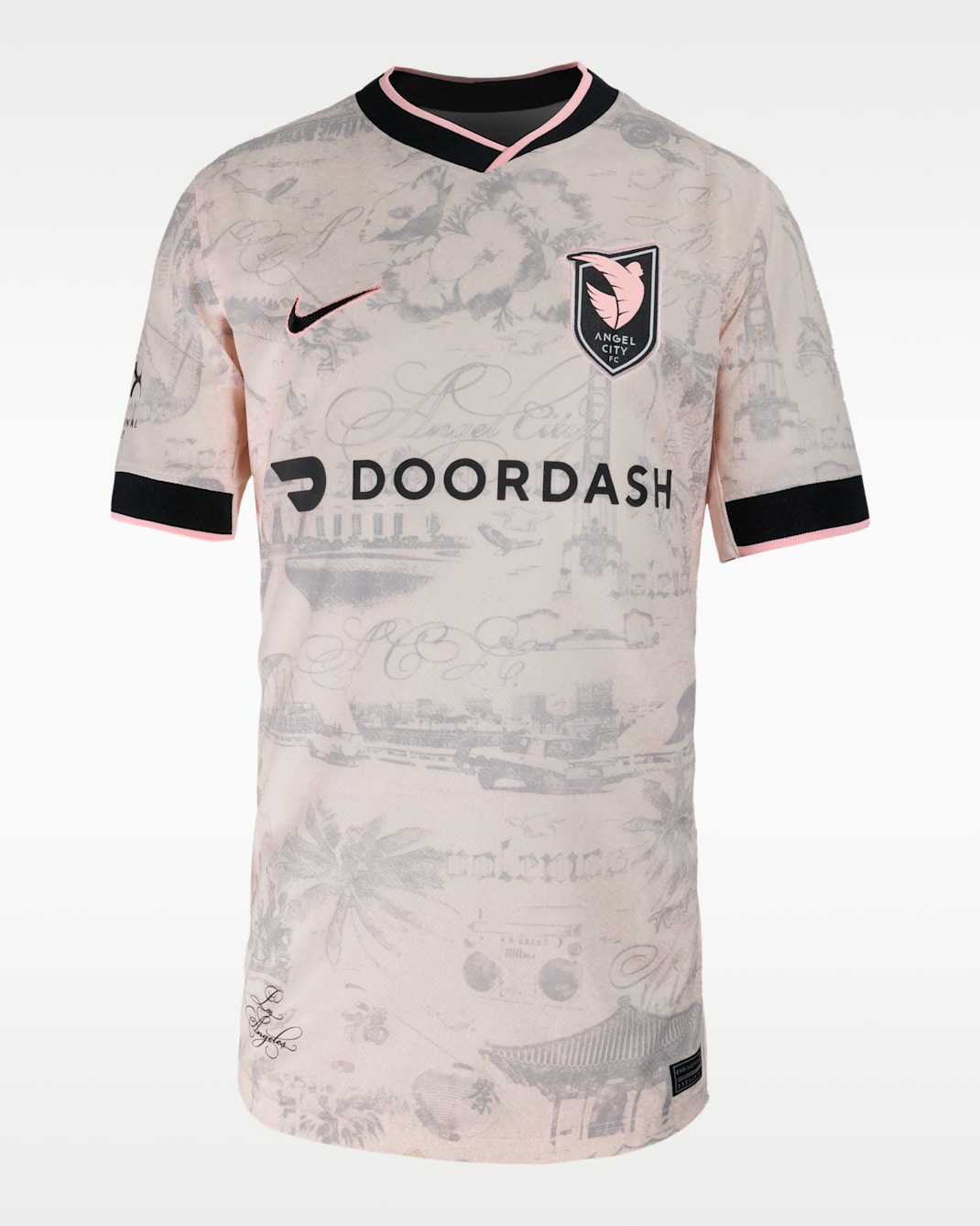 Christen Press Angel City FC 2025 Stadium Away Big Kids' Nike Dri-FIT NWSL Replica Jersey - Light Soft Pink/Atmosphere Grey