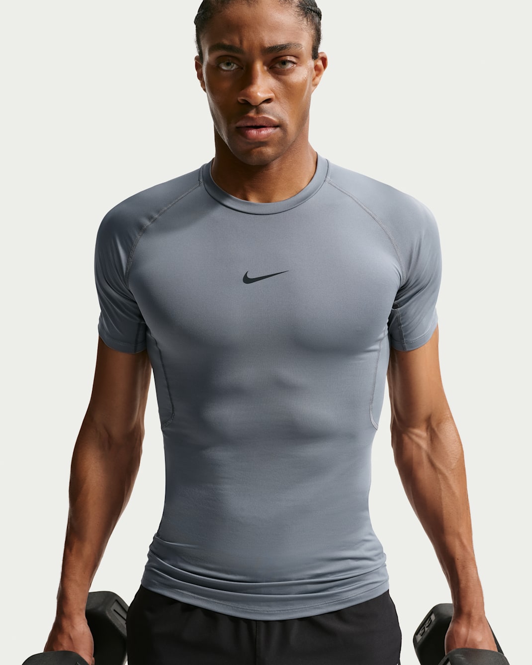 Nike Pro Men's Dri-FIT Tight Short-Sleeve Fitness Top - Smoke Grey/Black